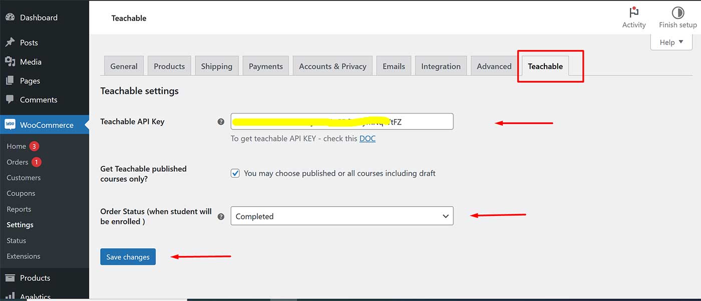 Teachable api key