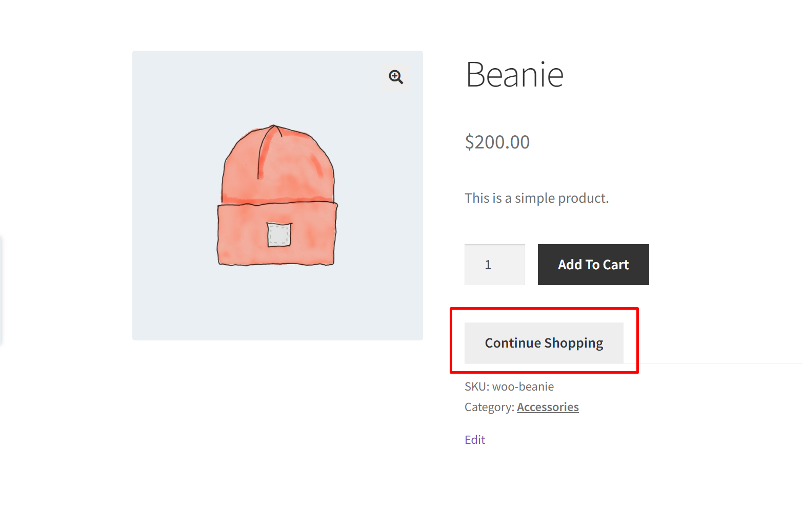 PHP Snippet: Continue Shopping Button at Single Product page on WooCommerce