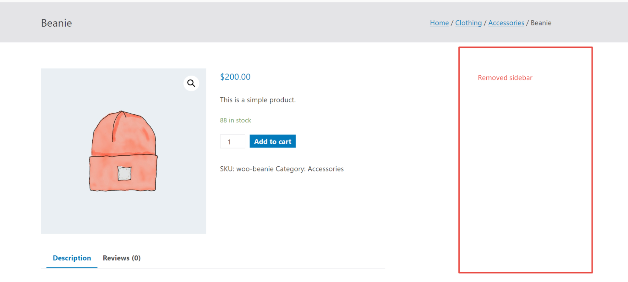 WooCommerce sidebar removed
