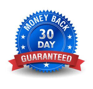 152735283 powerful 30 day money back guarantee badge with blue badge and red ribbon